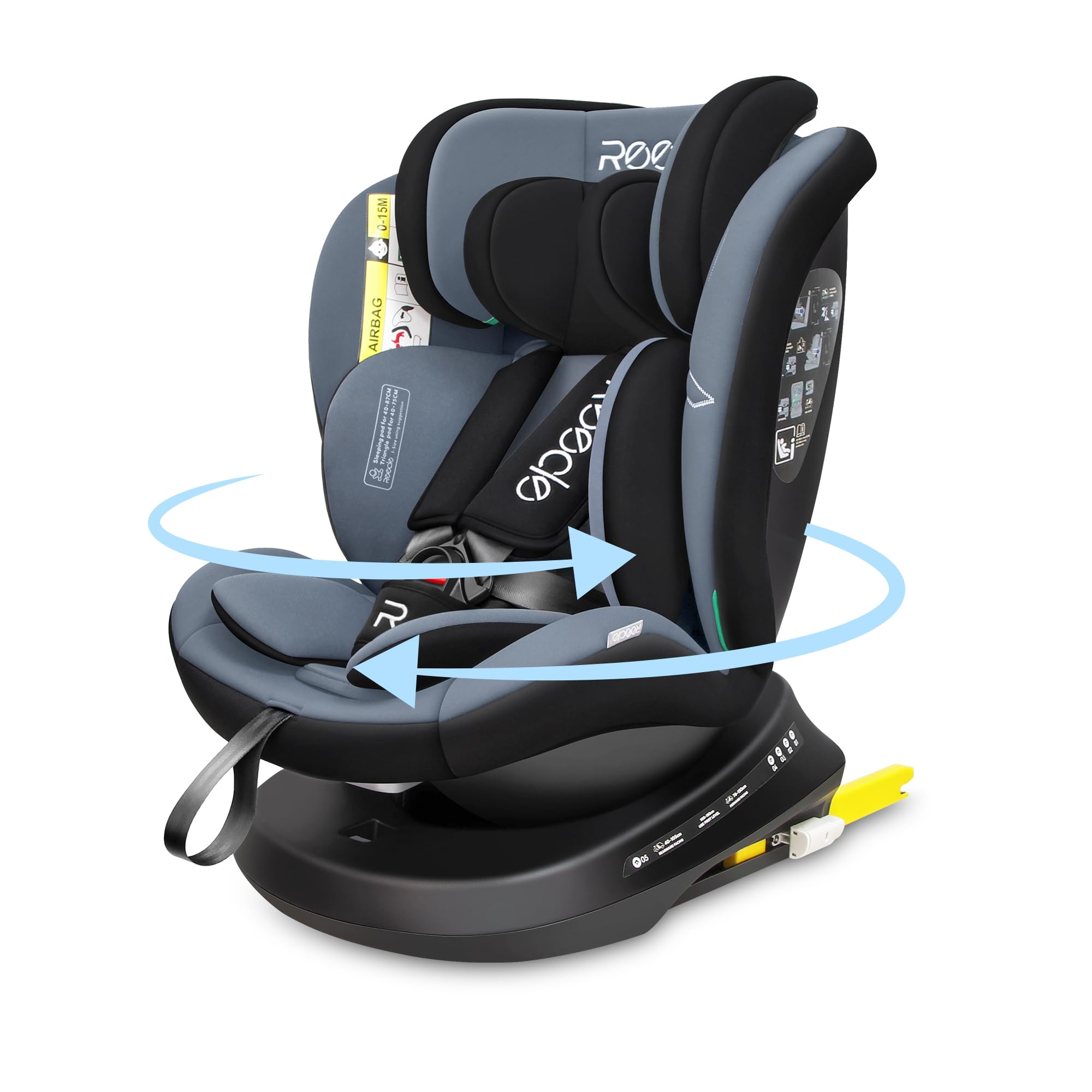 Reecle i-Size Siège Auto 360° Pivotant ISOFIX 40-150 cm, de la naissance à 12 ans (0-36 kg), ECE R129